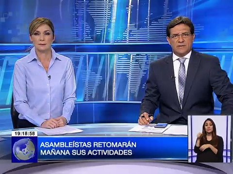 Asambleístas retomarán mañana sus actividades