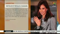Cristina Fernández envía mensaje a la ciudadanía argentina