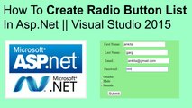 How to create radio button list in asp.net || visual studio 2015