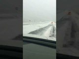Large Hail Clogs Traffic Along  Highway 71 Near Kimball, Nebraska