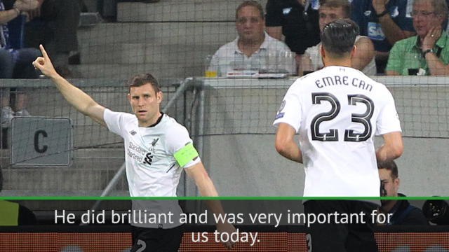 Milner vital in Liverpool's Hoffenheim win - Klopp