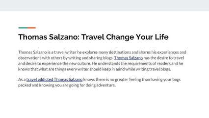 Thomas Salzano: Top 7 Reasons to Travel Change Your Life
