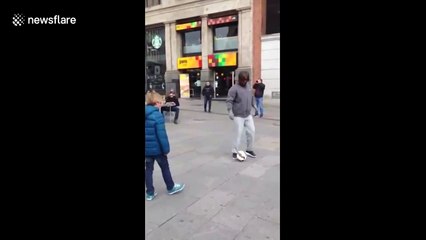 Cristiano Ronaldo surprises young boy on Madrid street