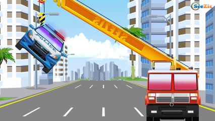 Carros de Carreras y Coche de Policía - Carrera Rápida - Dibujos animados