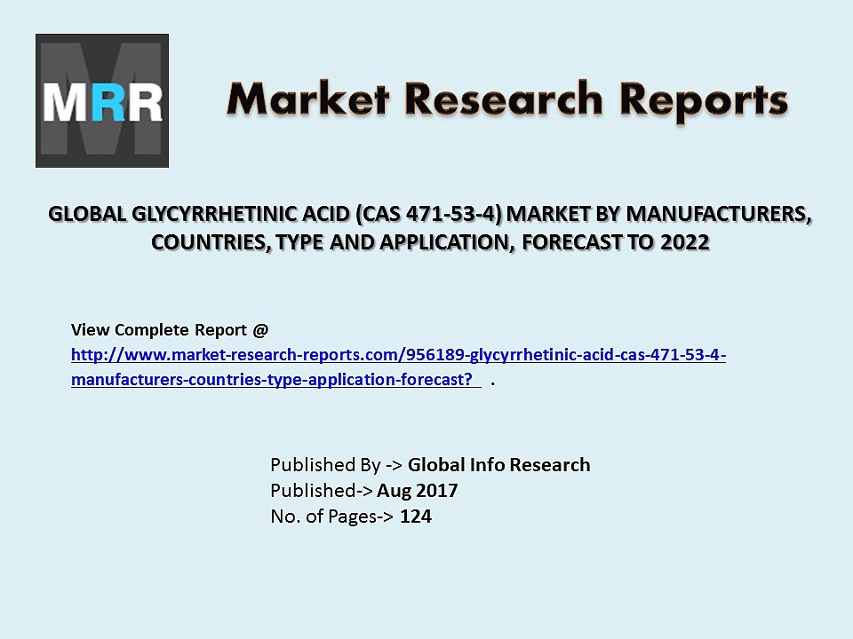 Global Glycyrrhetinic Acid (CAS 471-53-4) Market 2017 Analysis by Industry Growth and Application Forecast to 2022.