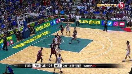 Calvin Abueva goes down against Qatar! FIBA Asia Cup 2017