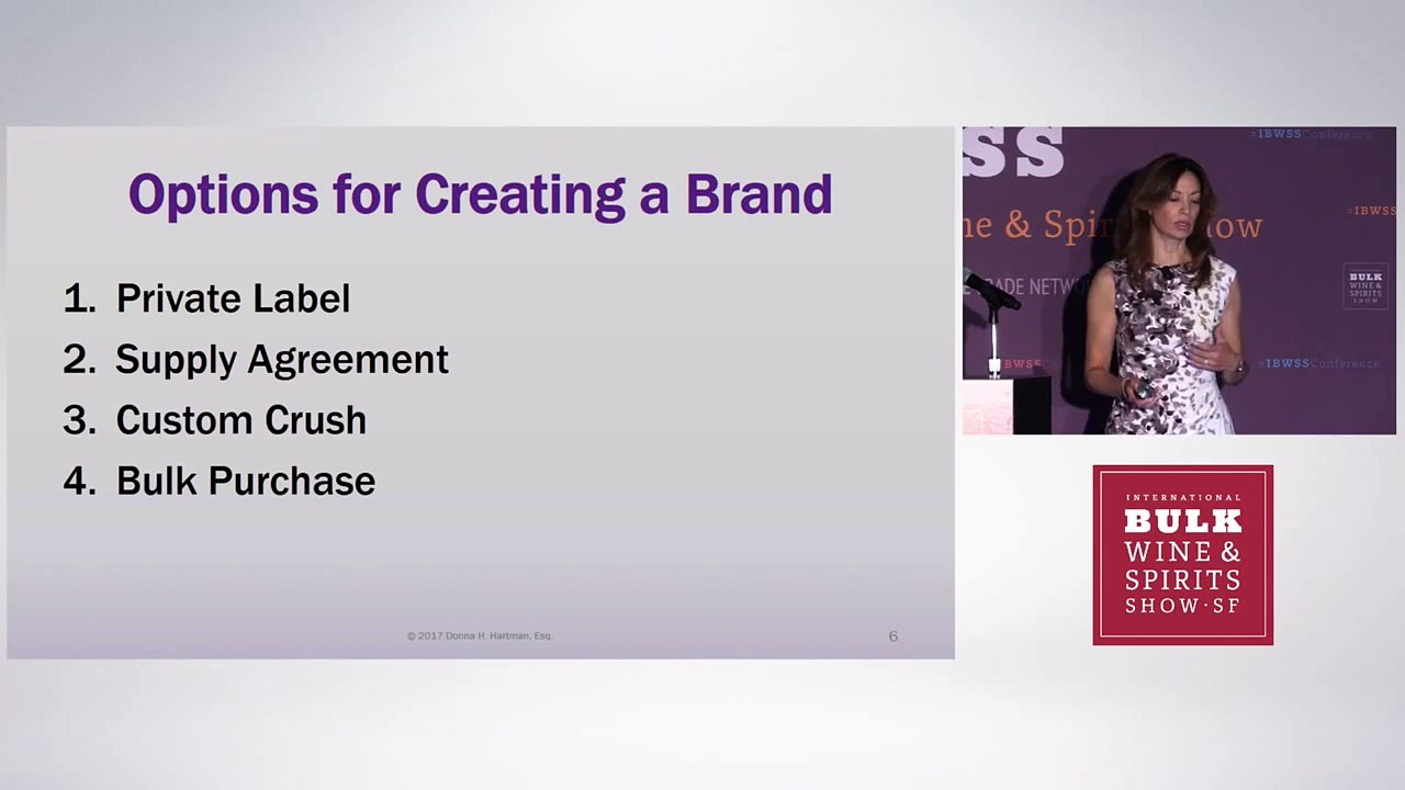 Donna Hartman%2C Esq explains Options for Creating a Brand at IBWSS SF 2017 Conference