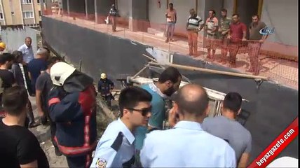 Esenyurt'ta kontrolden çıkan kamyon inşaat alanına uçtu