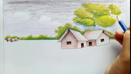 How to draw scenery of rainy season_ landscape step by step