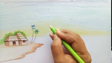 How to draw scenery of sunrise _ landscape step by step