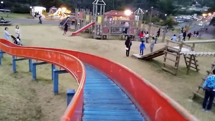 Iso and me failing to slide down the slide at Sakura No Mori park