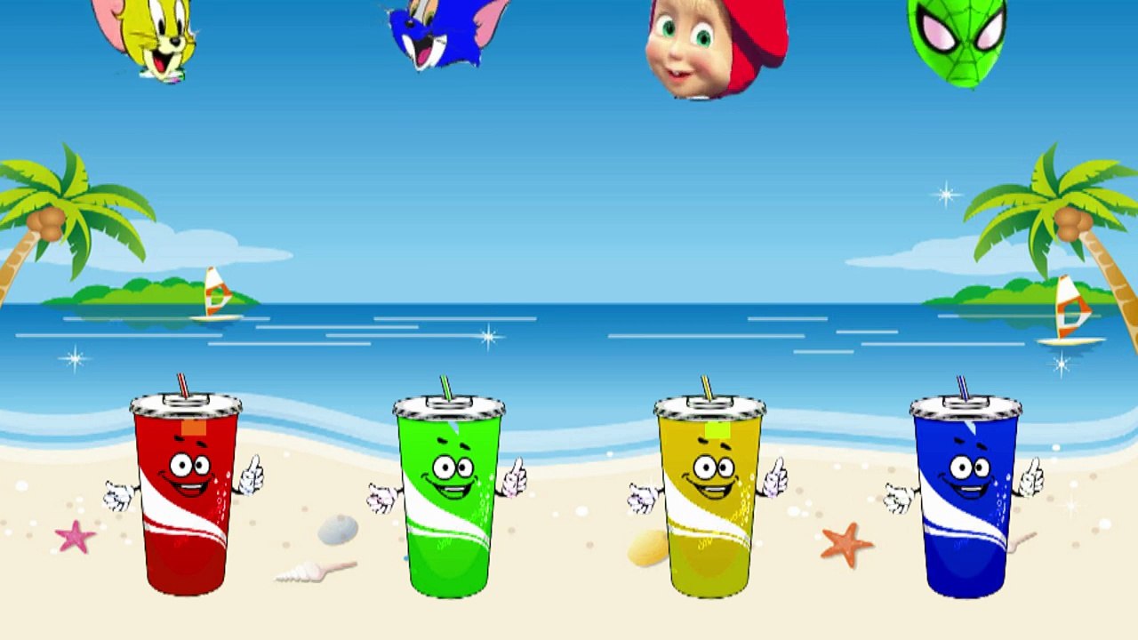 Wrong Heads Coca Bottles Masha Red Tom& Jerry Vs Spiderman - Finger Family Learn Colors For Kids