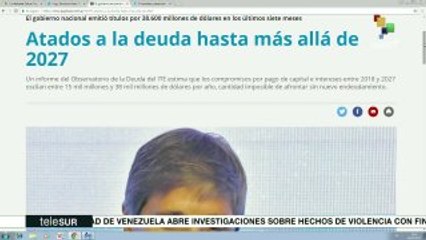 Argentina: gob. lleva endeudamiento del país a más de 38 mil 500 mdd