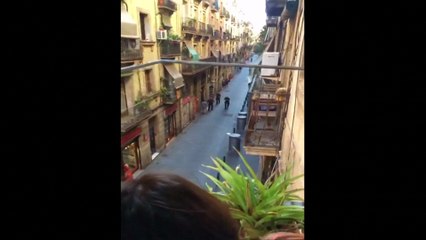 Police patrol empty street after crowds flee Las Ramblas crash in Barcelona