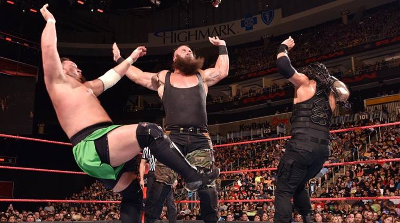 WWE brock lesnor  vs Braun strowman Vs Roman Reigns Vs Smoa Joe For Summer slam