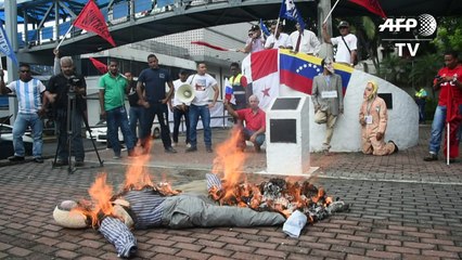 Manifestación en Panamá contra visita del estadounidense Pence