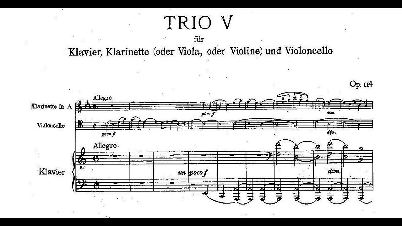Johannes Brahms: Trio for clarinet, cello and piano Op. 114 (1891)