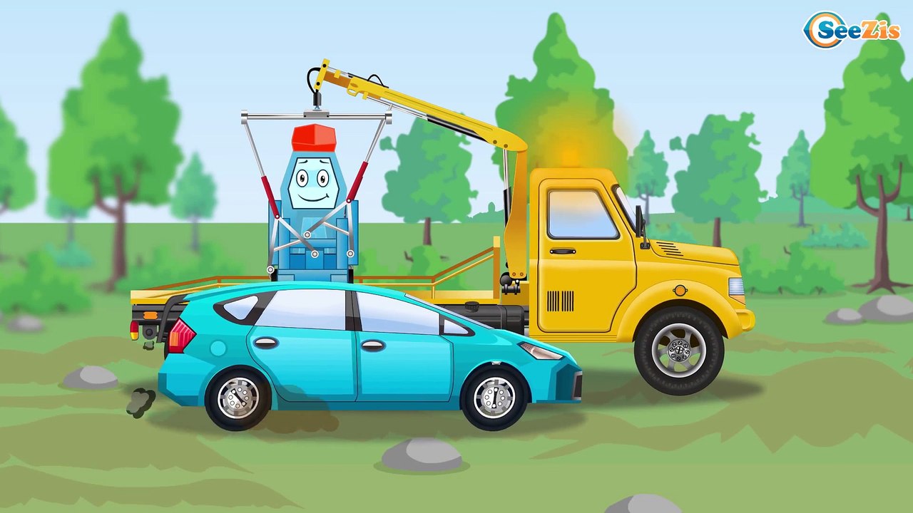 Le Dépanneuse Jaune et Voiture de course pour bébés - Dessin animé français - Voitures pour bébés