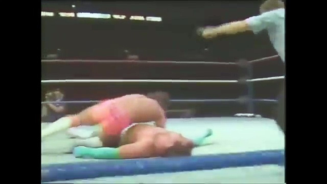 Randy Savage with Sensational Sherri versus Brutus the Barber Beefcake
