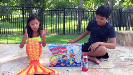 Mermaid VS Shark Pie Face Sky High! Family Game | Toys Academy