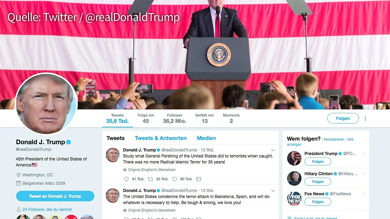 Trump empört mit Schweineblut-Tweet zu Barcelona