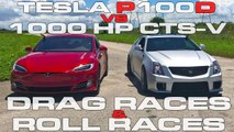 Tesla Model S P100D Ludicrous Vs 1,000 HP Cadillac CTS-V
