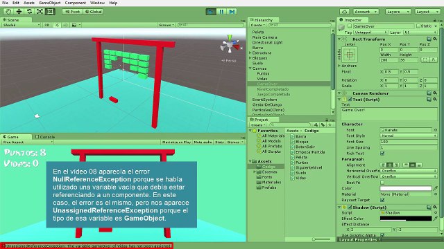 11 - Game Over - Tutorial de Bloques - Tu primer juego en Unity 5