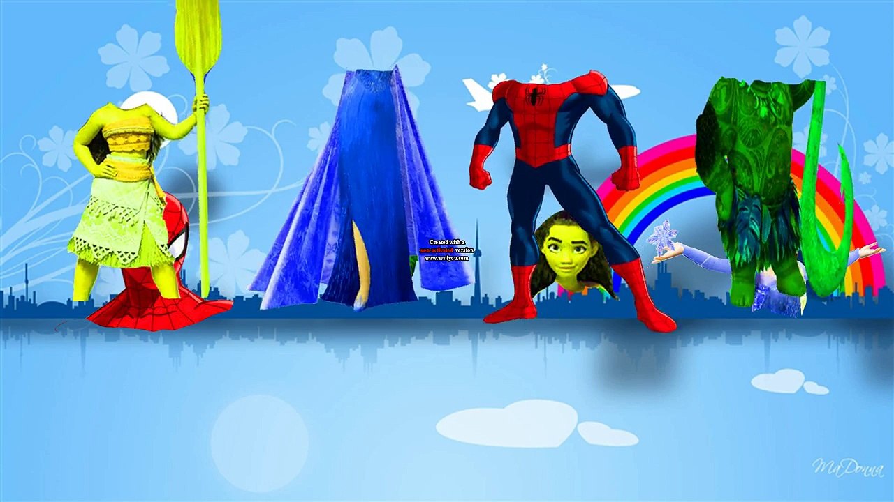 Wrong Heads Duplicate heads the work works, elsa, Spiderman, Moana, God Maui - Finger Family song