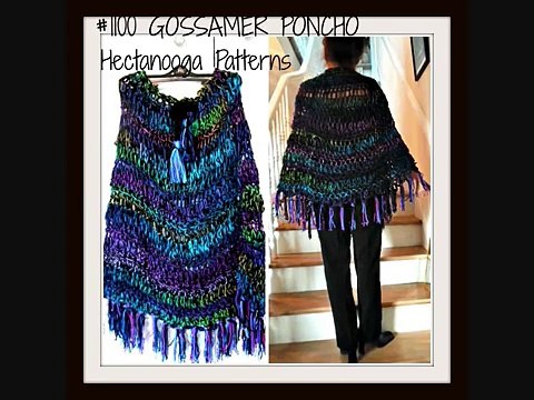 3 hour CROCHET PONCHO, Free crochet pattern # 1110 GOSSAMER Poncho cape, sweaters & tops