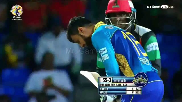 Shoaib Malik Hits Huge 118m Six - Out Of Ground CPL 2017- August 19 vs St Kitts and Nevis Patriots