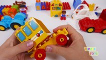 Ambulance School Bus and Tractor Building Bock Toy Vehicles Playset for Kids Toddlers and Children-NGI1N6Up5Qc