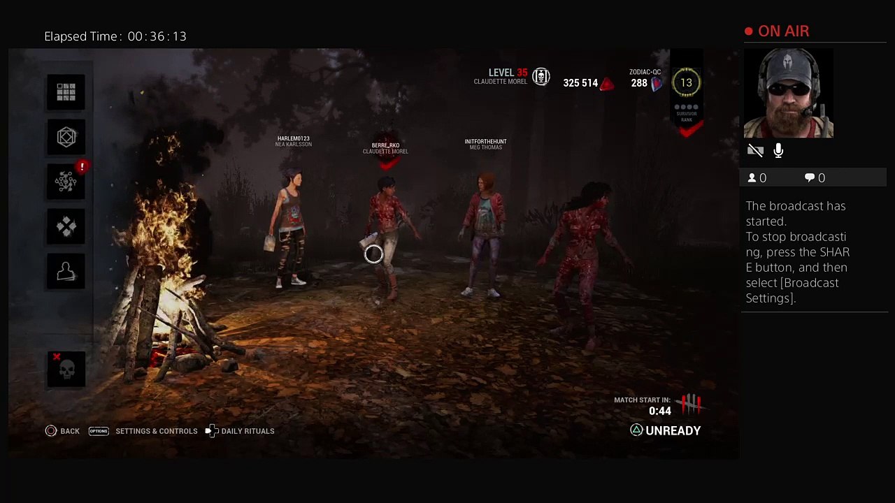 ZODIAC-QC's Live PS4 Broadcast dead by daylightplanning survivor (2)