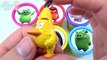 Enojado aves dibujos animados arcilla colección colores tazas en en Aprender jugar sorpresa juguete juguetes Doh engli