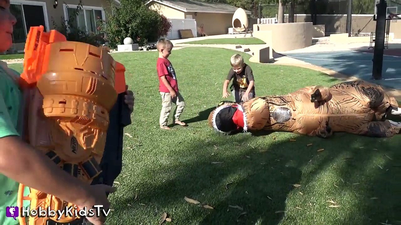 SURPRISE TUMMY! HobbyPig Full of Toys + NERF Dinosaur Adventure HobbyKidsTV