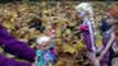 Et Anna coloré amusement amusement ont cacher dans feuilles jouer rouillé chercher le le le le la les tout-petits elsa