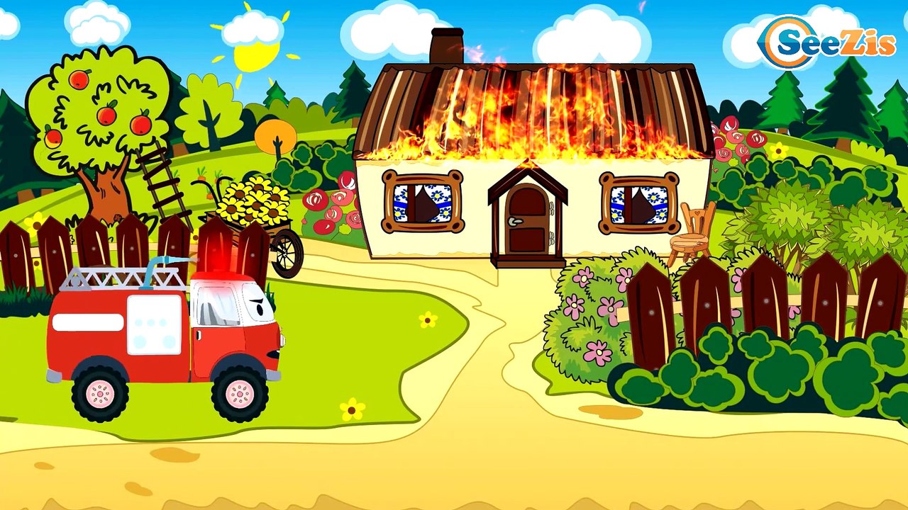 The Fire Truck New Cartoon + Kids Video Compilation w The Police Car