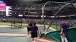 Boston Red Soxs Andrew Benintendi takes BP for the first time in the majors