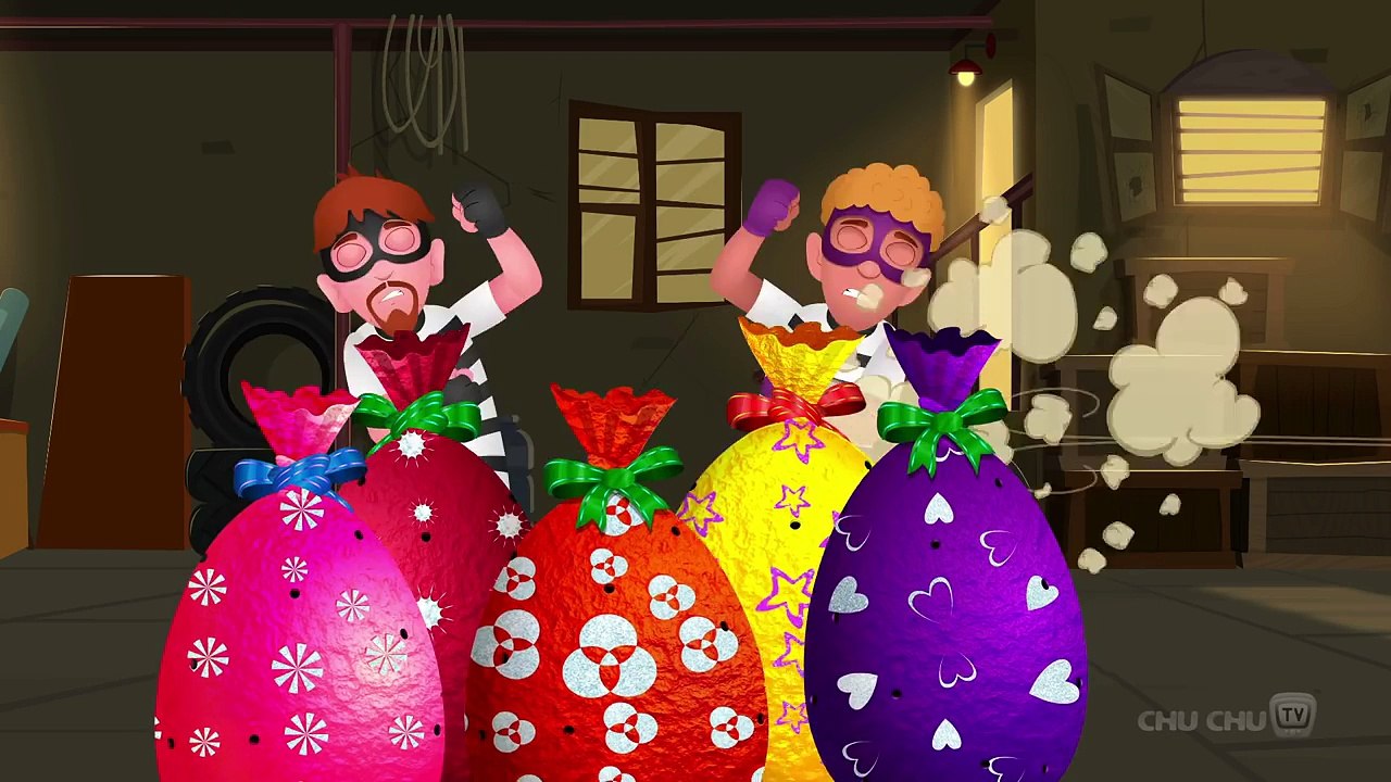 ChuChu TV Police Chase & Catch Thief in Police Car Save Giant Surprise Eggs Toys, Gifts fo