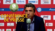 Conférence de presse Stade de Reims - FBBP 01 (3-0) : David GUION (REIMS) - Hervé DELLA MAGGIORE (BBP) - 2017/2018