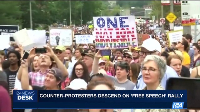 i24NEWS DESK | Counter-protesters descend on 'Free Speech' rally | Saturday, August 19th 2017