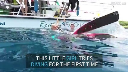 Little girl tries freediving for the first time