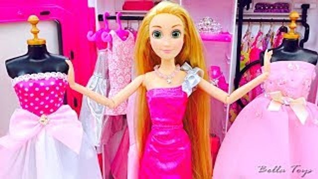 BARBIE MODA PEMBE ARABA PRENSES YATAK ODASI ELBISE + ELBISELER ALIŞVERIŞ + KAHVALTI