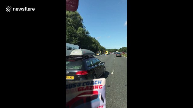 Overturned lorry on M20 in UK