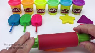 Learn Colors & Shapes with Play Doh Ice Cream Popsicle Triangle Cross Star Square Rectangl
