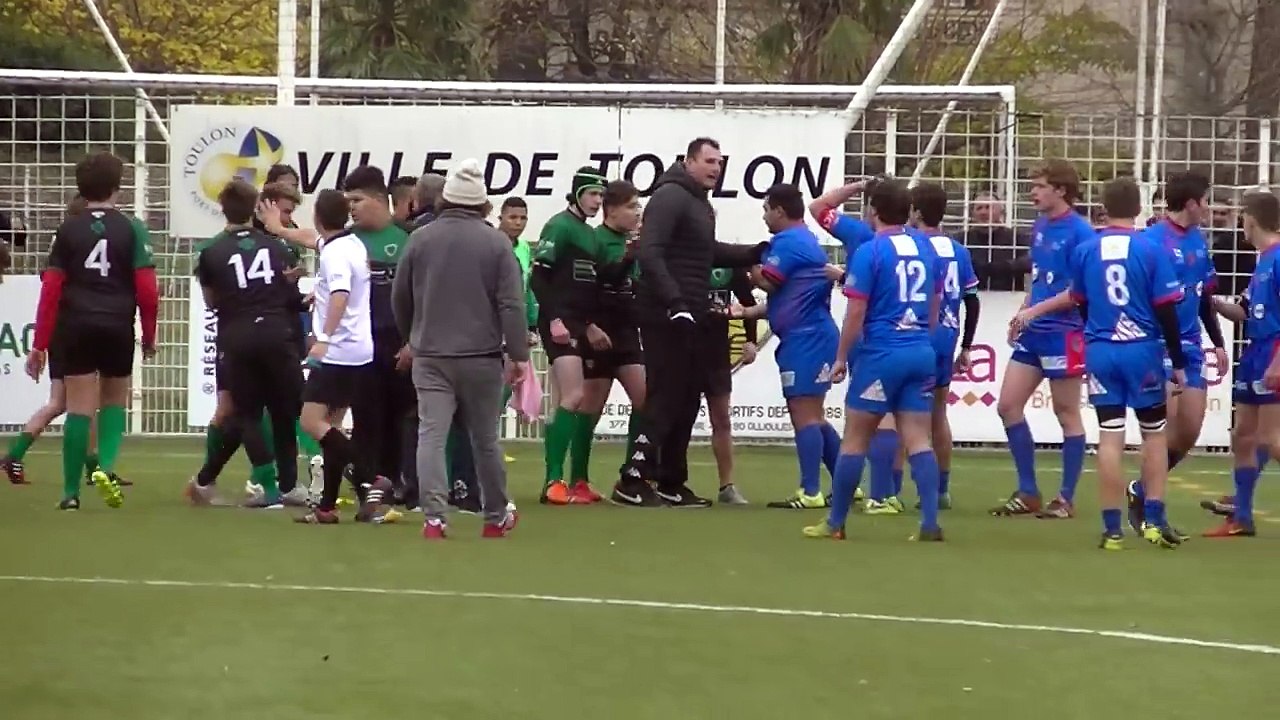 Rugby Bagarre Générale Match Stade Jean Alex Fernandez Toulon Live TV Sports 2017