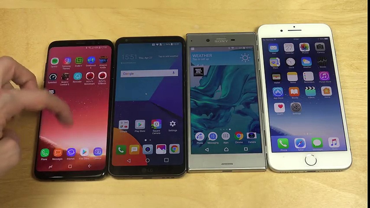 Samsung Galaxy S8 vs. iPhone 7 Plus vs. Sony Xperia XZ vs. LG G6 - UI Comparison