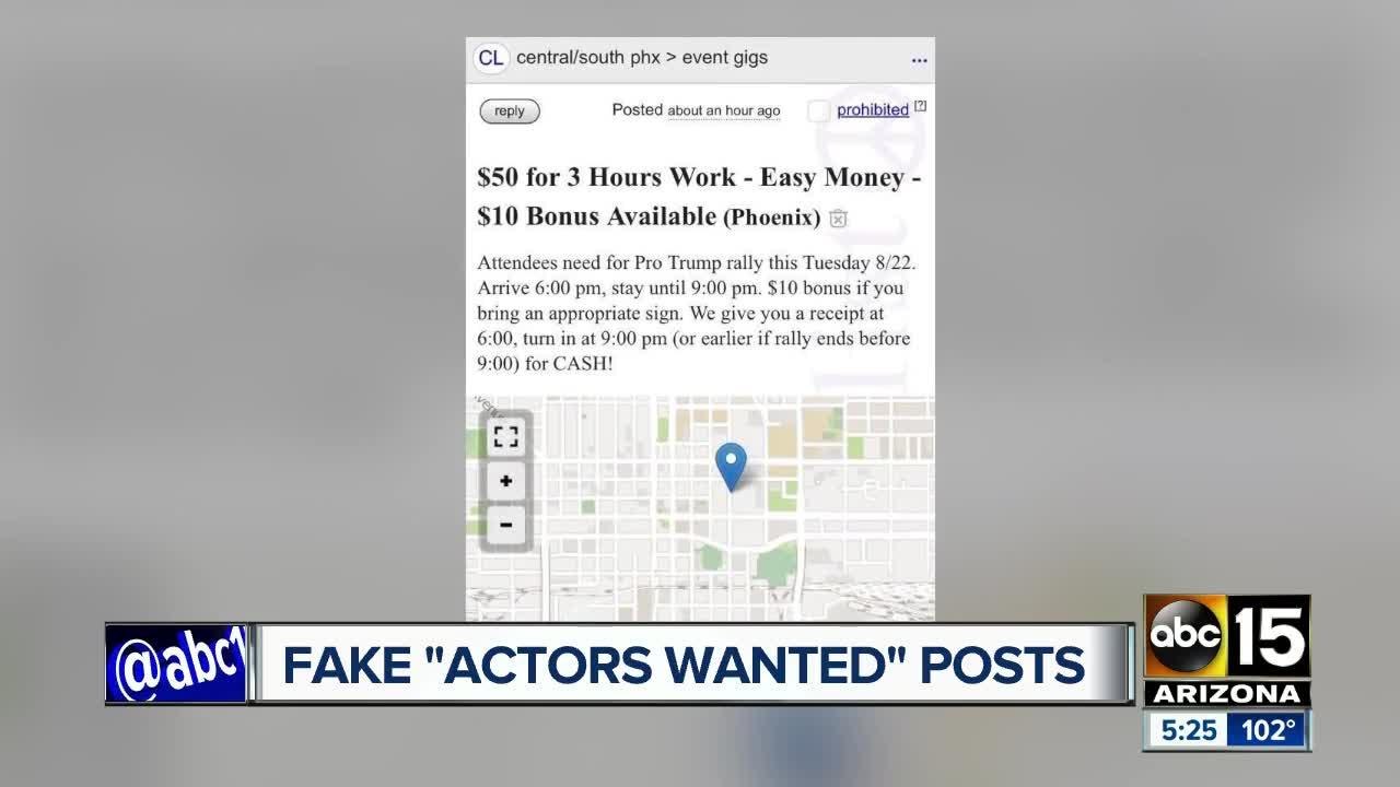 Ads on Craigslist asking for Trump actors to show up in Phoenix?