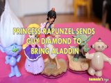 PRINCESS RAPUNZEL SENDS GUY DIAMOND TO BRING ALADDIN TROLLS BUCK BEARINGLY CARS 3  YODA MAKKA PAKKA