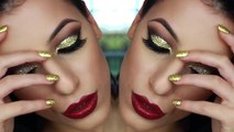 Best makeup - Gold Glitter Cut Crease Smokey Eye - New Years Eve Makeup Tutorial