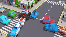 The Yellow Excavator & Truck in the Trucks City - Construction 3D Cartoon Cars & Trucks Stories